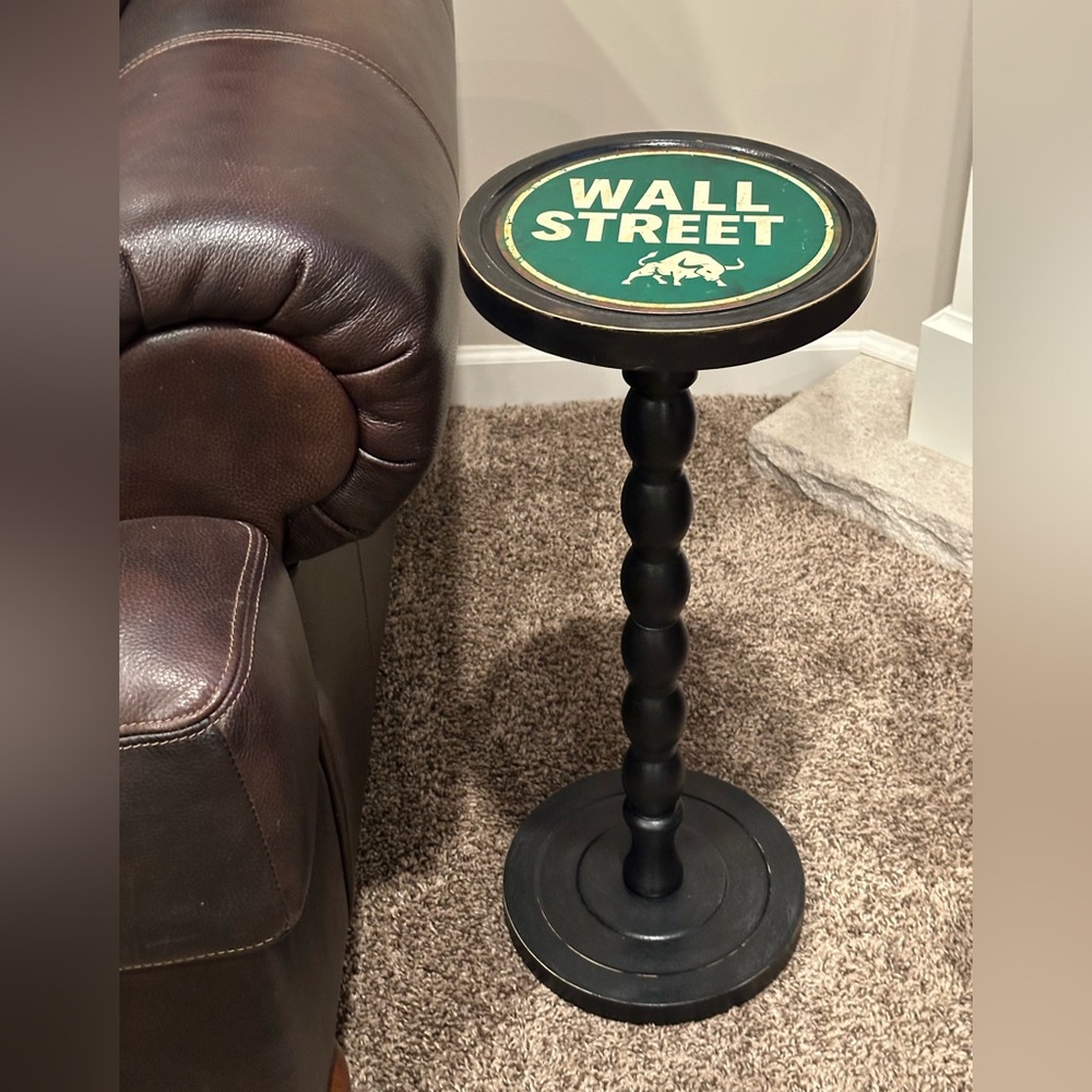 Wall Street Round Accent Table Wood Drink Martini Table